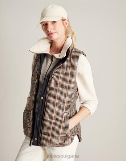 облекло P42D50 черен Жени Joules двустранна жилетка atwell diamond quilt