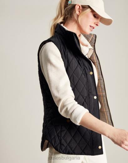 облекло P42D50 черен Жени Joules двустранна жилетка atwell diamond quilt
