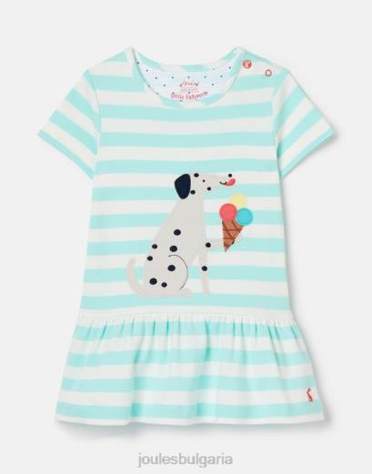 облекло P42D394 аква райе момичета Joules Dazzle Artwork рокля с пеплум 0-3 години
