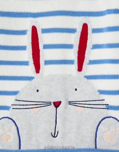облекло P42D411 зайче райе бебета Joules пуловер winnie intarsia 0-3 години