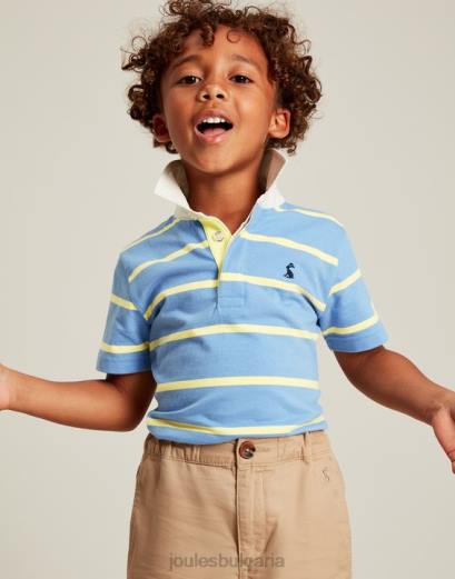 облекло P42D350 синя жълта ивица момчета Joules поло тениска ozzy stripe jarsey 2-12 години