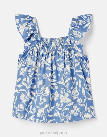 облекло P42D271 пеперудено синьо момичета Joules nicola shired top 5-12 години
