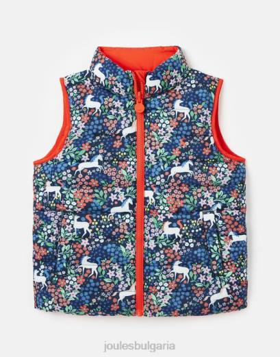 облекло P42D307 пони момичета Joules двустранна жилетка flip it 2-8 години