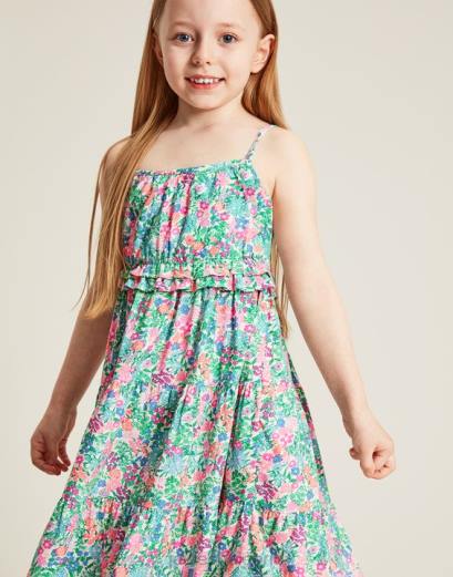 облекло P42D293 мулти дици момичета Joules theadora shirred empire многоетажна рокля 5-12 години