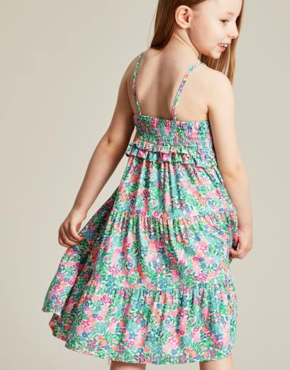 облекло P42D293 мулти дици момичета Joules theadora shirred empire многоетажна рокля 5-12 години