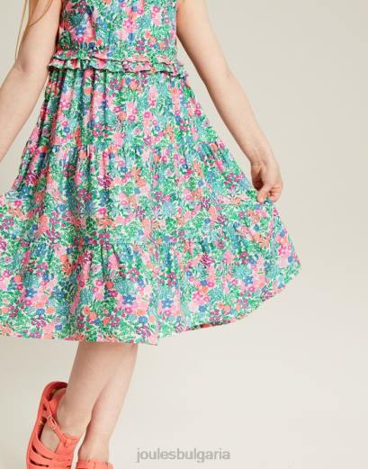 облекло P42D293 мулти дици момичета Joules theadora shirred empire многоетажна рокля 5-12 години