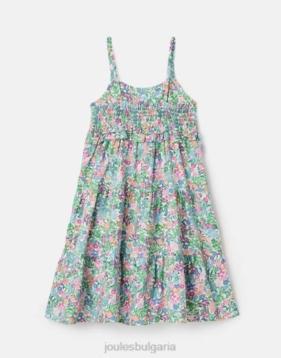 облекло P42D293 мулти дици момичета Joules theadora shirred empire многоетажна рокля 5-12 години