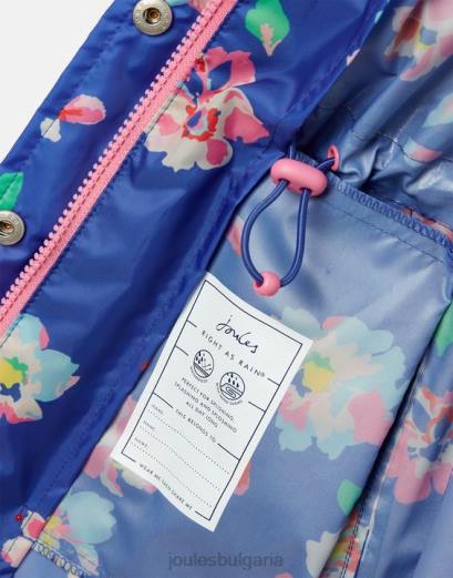 облекло P42D305 сини цветя момичета Joules яке golightly packaway 2-12 години
