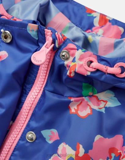 облекло P42D305 сини цветя момичета Joules яке golightly packaway 2-12 години
